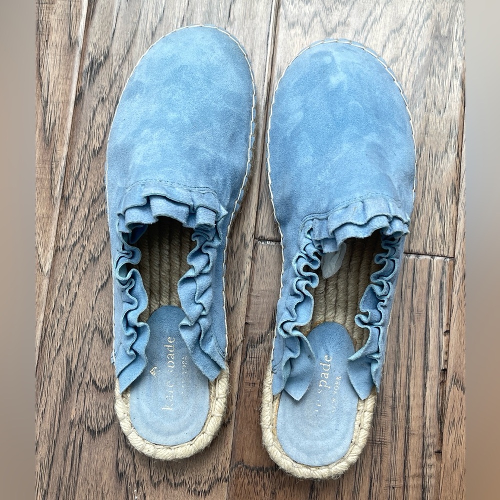 Kate Spade New York Laila Blue Bird Suede Espadrille Slip-On Mule Shoes 9.5 NWOT - Picture 10 of 10